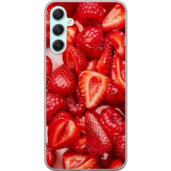 Samsung Galaxy A34 Läpinäkyvä kuori Mansikkakuviointi - mak