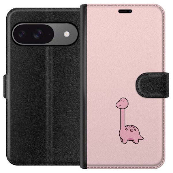 Google Pixel 9 Pro Lompakkokotelo Pinkki dinosaurus