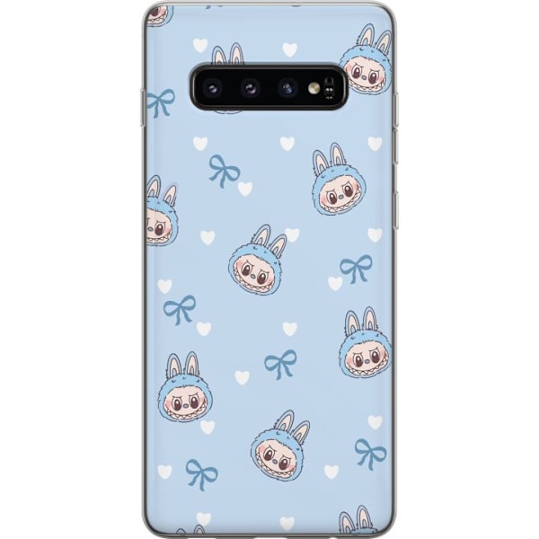 Samsung Galaxy S10 Genomskinligt Skal Labubu Fire Spirit – Eldigt monster i rött och orange