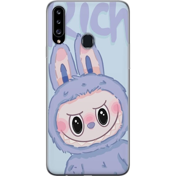 Samsung Galaxy A20s Läpinäkyvä kuori Sininen Jänis Labubu