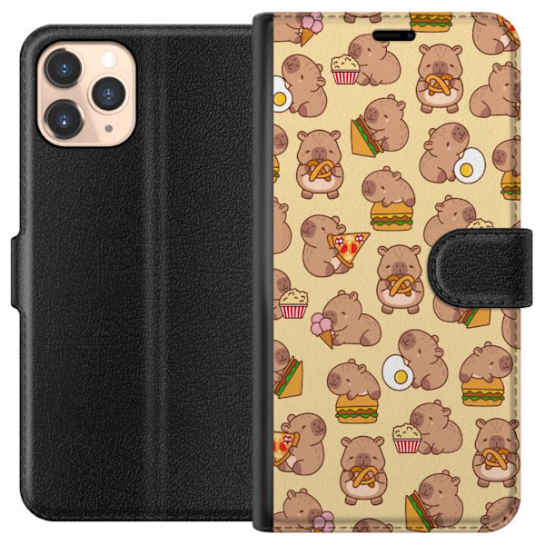 Apple iPhone 11 Pro Plånboksfodral Kawaii capybara mobilskal med flera söta figurer