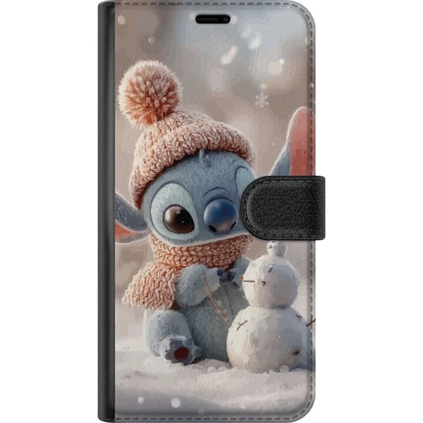 Kompatibelt Plånboksfodral till Xiaomi 15 Pro Blå rymdvarelse med mössa i snö - vintermotiv i grått, blått och rosa grå