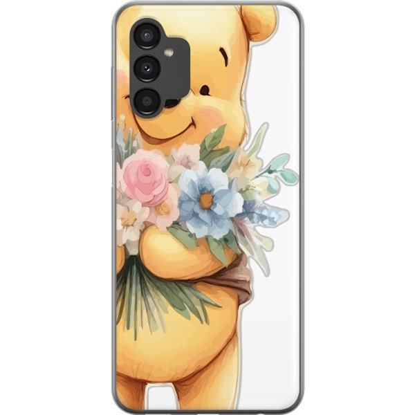 Samsung Galaxy A04s Genomskinligt Skal Nalle Puh med blommor – klassisk barnfavorit i blommande vårmiljö
