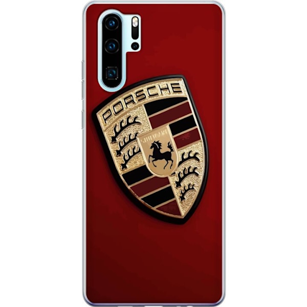 Huawei P30 Pro Genomskinligt Skal Mobilskal med stilren Porce logotyp i svartvitt