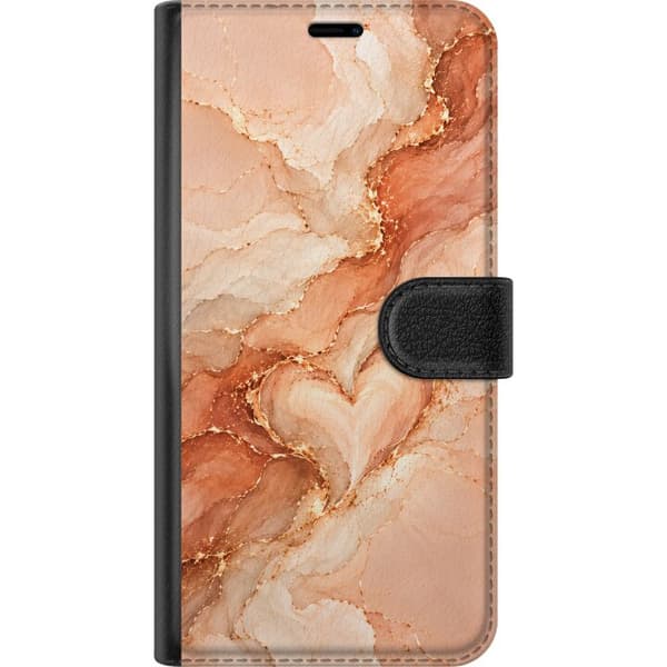 Yhteensopiva Lompakkokotelo Apple iPhone 15 Plus Persikkamarmori oranssi