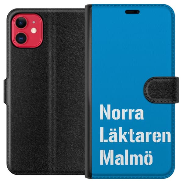 Kompatibelt Lommeboketui til Apple iPhone 11 Minimalistisk blå tekstdesign med Malmö-tema og moderne typografisk stil blå