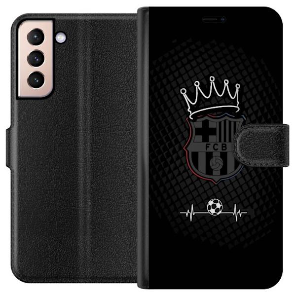 Samsung Galaxy S21 Lompakkokotelo FC Barcelona Emblem Jalkapalloaihe Sininen Punainen Seuramerkki Katalonia La Liga Fanit Suosittu Ikoninen