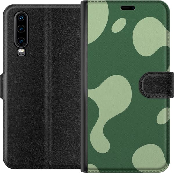 Kompatibel Tegnebogsetui til Huawei P30 Matcha-smeltning grøn