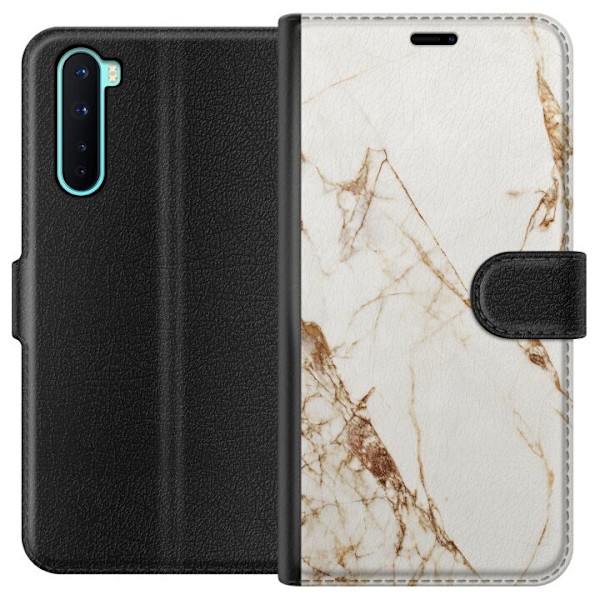 OnePlus Nord Tegnebogsetui Hvid marmor