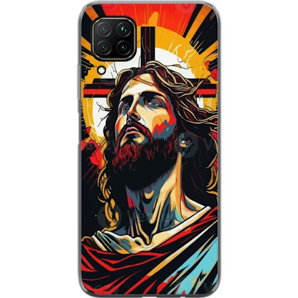 Huawei P40 lite Läpinäkyvä kuori Jeesus ja Kortti - uskonnollinen motiivi syvällä symboliikalla