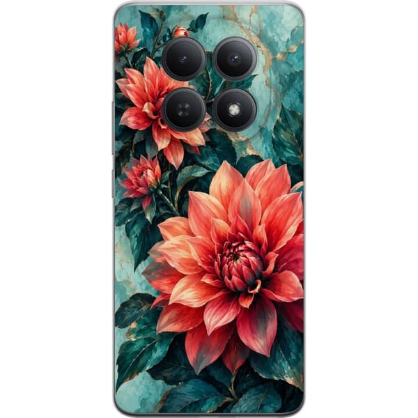 Kompatibelt Mobildeksel til Xiaomi Redmi Note 15 Pro+ Korallgeorginer turkis