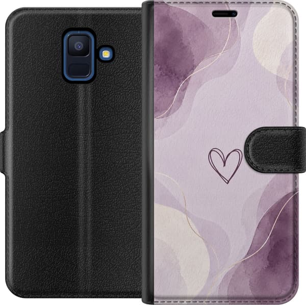 Kompatibelt Lommeboketui til Samsung Galaxy A6 (2018) Lavendelhjerte lila