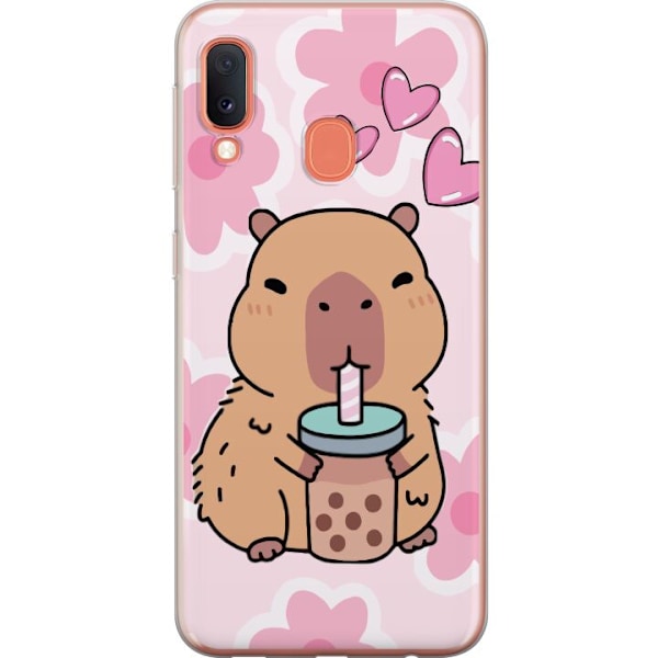 Samsung Galaxy A20e Läpinäkyvä kuori Kawaii Capybara Sydän