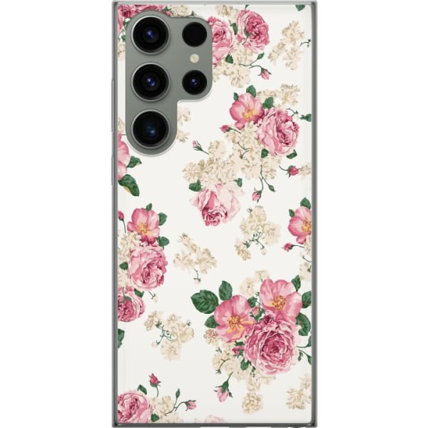 Samsung Galaxy S23 Ultra Gennemsigtig cover Retro Blomster
