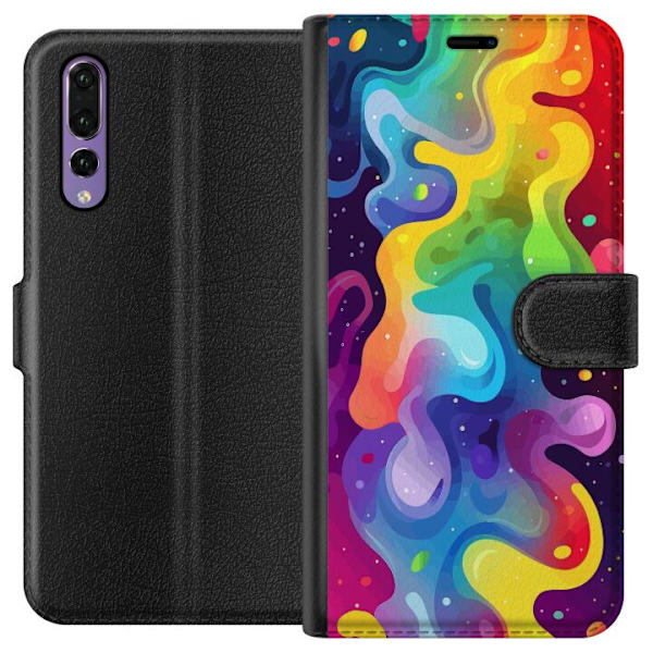 Huawei P20 Pro Plånboksfodral Color Splash Abstrakt Konst Design Färgstarkt Mönster Modern Populär Väggkonst Grafiskt Trend