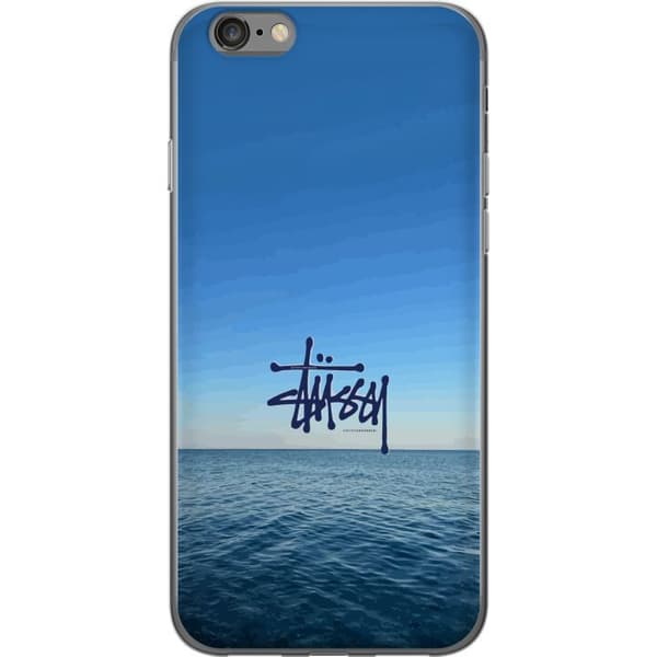 Kompatibelt Mobildeksel til Apple iPhone 6s Havspanorama med blå himmel og stilig surf-inspirert logo blå
