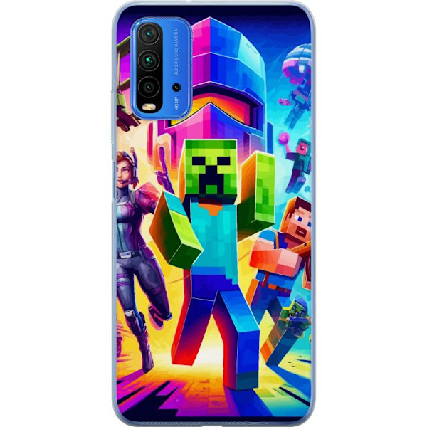 Xiaomi Redmi Note 9 4G Gjennomsiktig deksel Fortnite vs Minecr