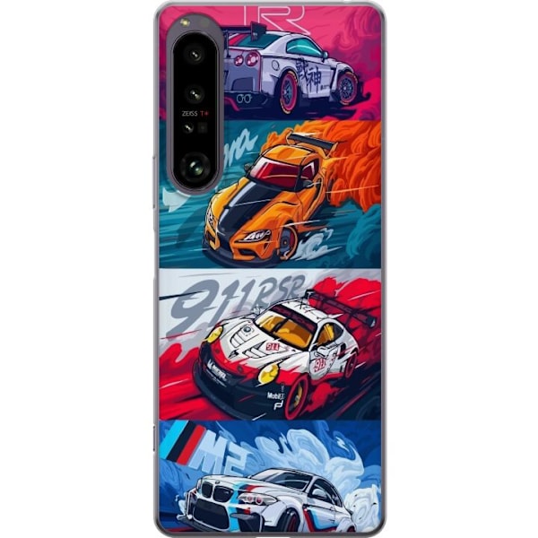 Sony Xperia 1 IV Läpinäkyvä kuori Nopeat Autot - Piirretty