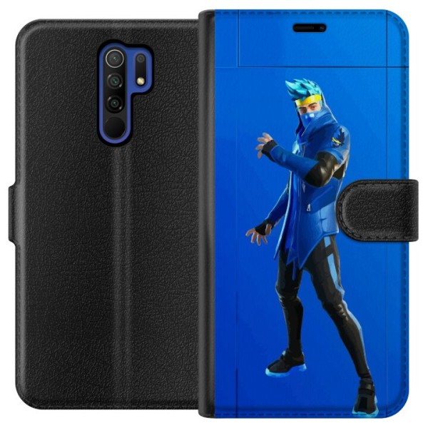 Xiaomi Redmi 9 Tegnebogsetui Fortnite - Ninja Blue