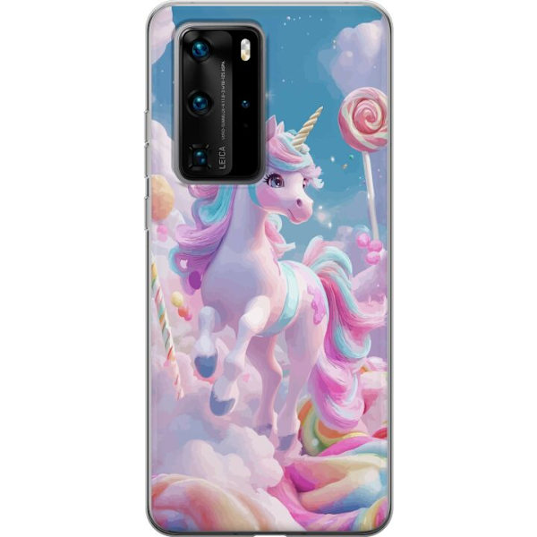 Huawei P40 Pro Gennemsigtig cover Enhjørning Candy Pastel Kawaii Motiv Sød Populær Farve Grafisk Trend Børne Motiv Fantasy Art