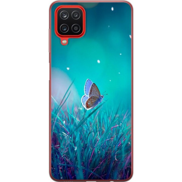 Samsung Galaxy A12 Gjennomsiktig deksel Blå sommerfugl