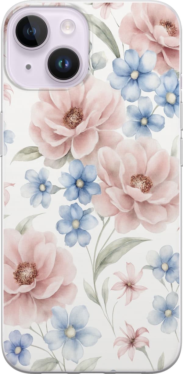 Kompatibelt Mobilskal till Apple iPhone 15 Plus Romantiska blommor
