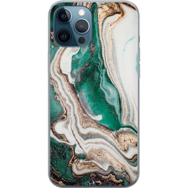 Kompatibel Mobilcover til Apple iPhone 12 Pro Grøn/Guld marmor
