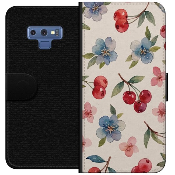 Samsung Galaxy Note9 Tegnebogsetui Bær & Blomster - mønster