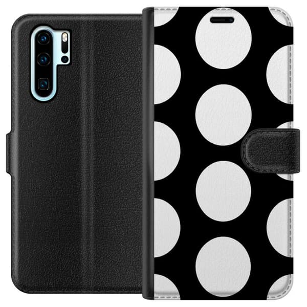 Kompatibel Tegnebogsetui til Huawei P30 Pro Mono-prikker sort