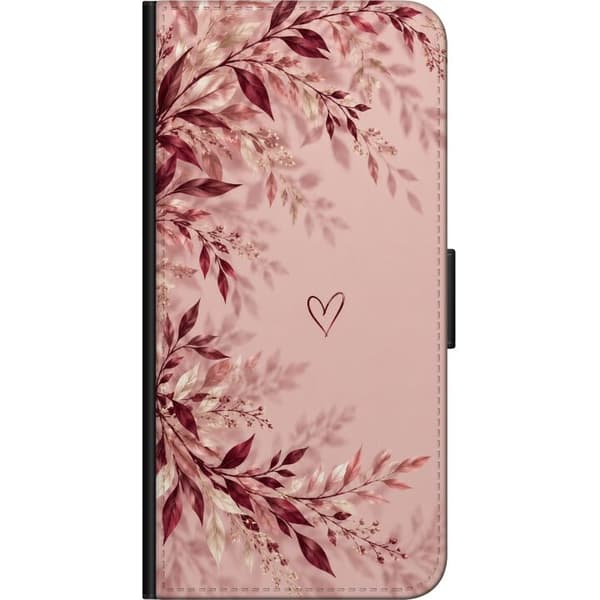 Kompatibel Tegnebogsetui til Samsung Galaxy Note9 Vinrøde blade pink