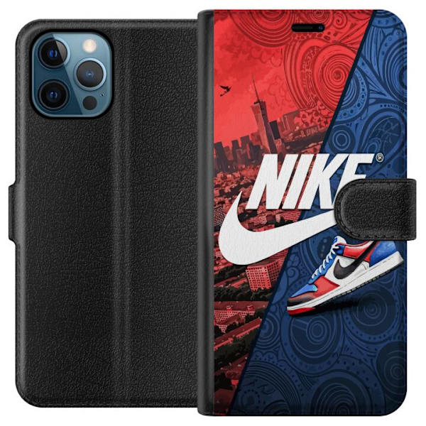 Apple iPhone 12 Pro Tegnebogsetui  Nike Logo Rød Blå Sneakers Stil Sport Mode Populært Swoosh Motiv Træningstøj Grafisk Ikon