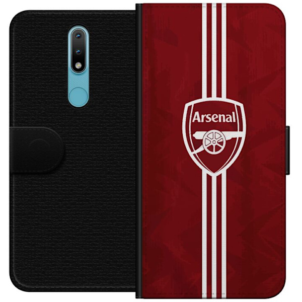 Nokia 2.4 Lompakkokotelo Arsenal Emblem Jalkapallo Premier League Seuravaakuna Punainen Valkoinen Ikoninen Fanit Lontoo Urheilu Motiivi