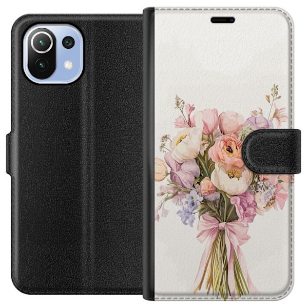 Xiaomi Mi 11 Lite Plånboksfodral Mobilskal med färgglad blombukett i romantisk stil