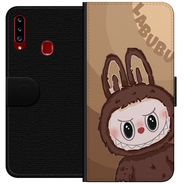 Samsung Galaxy A20s Lommeboketui Labubu Sky Kosebamse - Hvit og Blå Design med Søt Stil