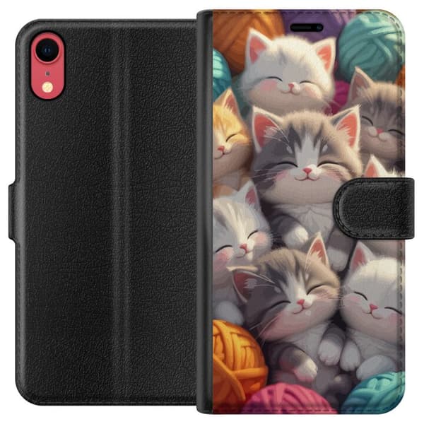 Kompatibelt Lommeboketui til Apple iPhone XR Sovande kattungar beige