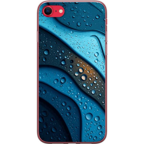 Kompatibelt Mobildeksel til Apple iPhone SE (2020) Blå abstrakte bølger med glitrende vanndråper i moderne grafisk design blå