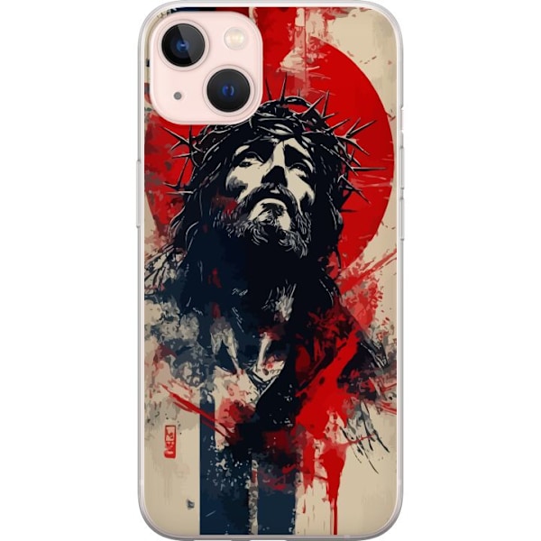 Apple iPhone 13 Läpinäkyvä kuori Jeesus ristillä - kristillinen aihe vahvalla symboliikalla uskosta ja toivosta
