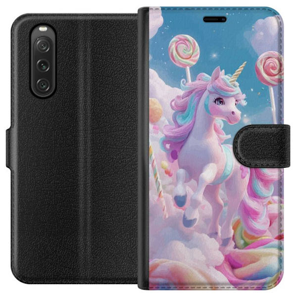 Sony Xperia 10 V Lompakkokotelo Yksisarvinen Candy Pastel Kawaii Suunnittelu Söpö Suosittu Väri Graafinen Trendi Lapsen Teema Fantasia Taide