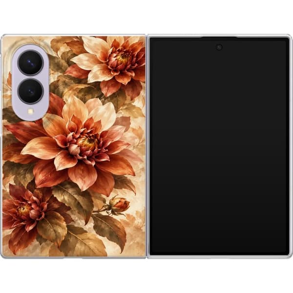 Kompatibelt Mobilskal till Samsung Galaxy Z Fold8 Höstdahlior orange