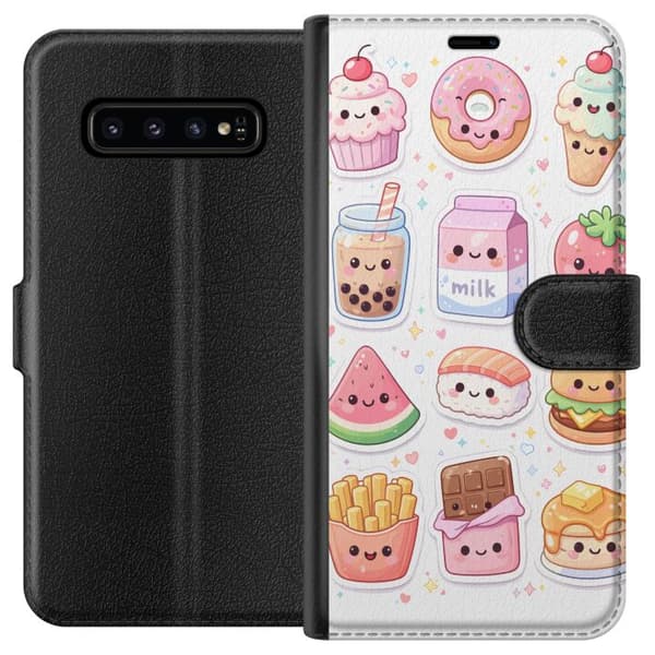 Kompatibel Tegnebogsetui til Samsung Galaxy S10 pixelmonster grön