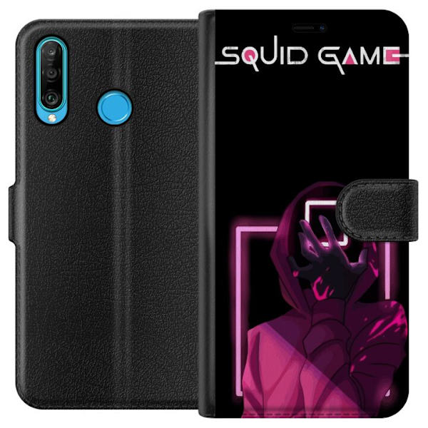 Huawei P30 lite Tegnebogsetui Squid Game Tema Populær Serie Motiv Grafisk Ikonisk Design Asiatisk Popkultur Spænding Drama