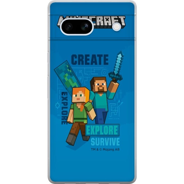 Google Pixel 7a Genomskinligt Skal Minecraft Caves