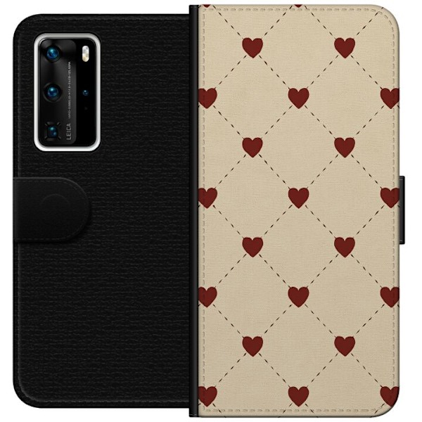 Huawei P40 Pro Tegnebogsetui Hjertegitter