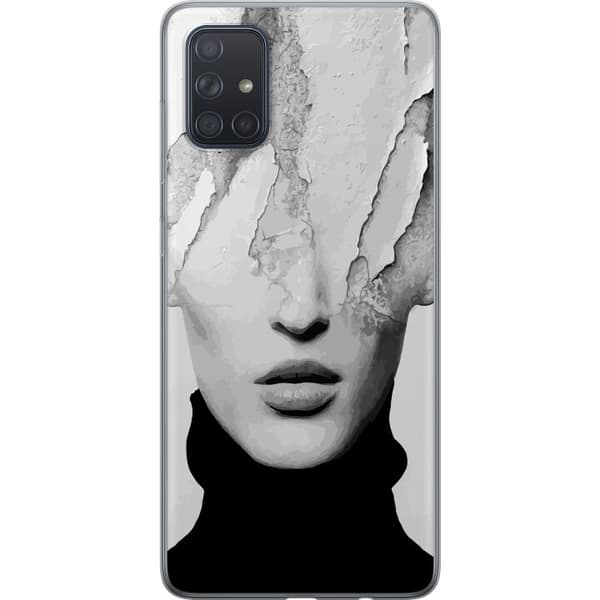 Kompatibelt Mobilskal till Samsung Galaxy A71 Abstrakt ansikte i svartvitt grå