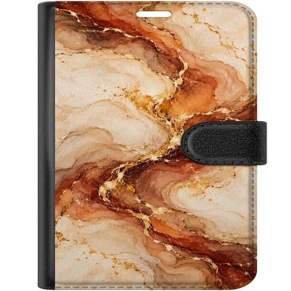Kompatibelt Plånboksfodral till Apple iPhone Duo Bronsmarmor beige