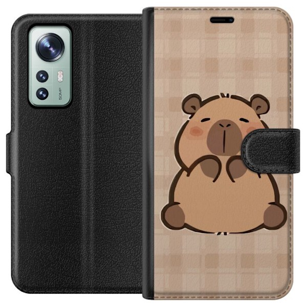 Xiaomi 12 Lompakkokotelo Mobilskal kawaii capybara flera figurer japansk stil