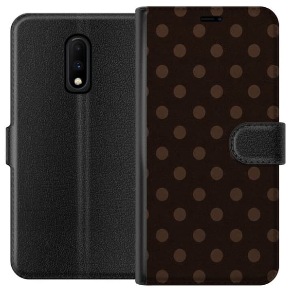 Kompatibelt Lommeboketui til OnePlus 7 Mokkaprikker brun
