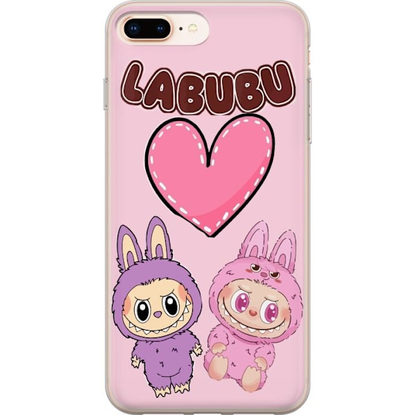 Apple iPhone 8 Plus Gjennomsiktig deksel Labubu Pink Monster