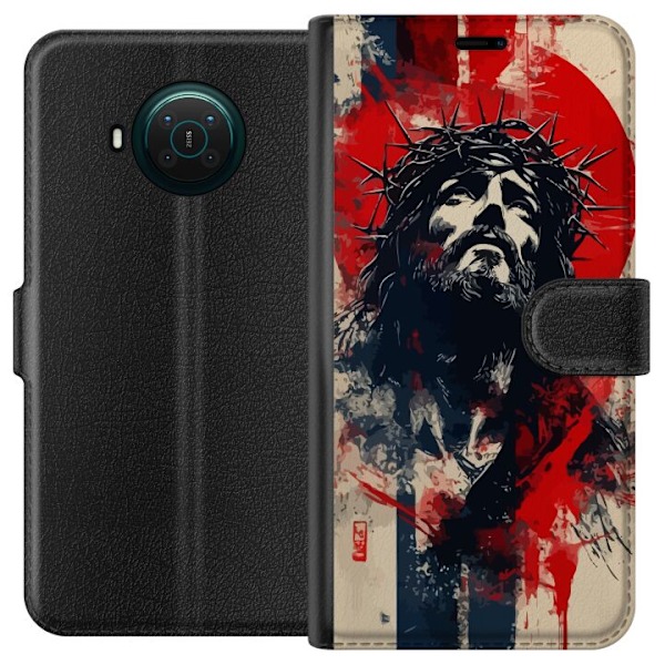 Nokia X10 Lompakkokotelo Jeesus ristillä - kristillinen aihe vahvalla symboliikalla uskosta ja toivosta