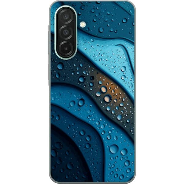 Kompatibelt Mobildeksel til Samsung Galaxy A26 Blå abstrakte bølger med glitrende vanndråper i moderne grafisk design blå
